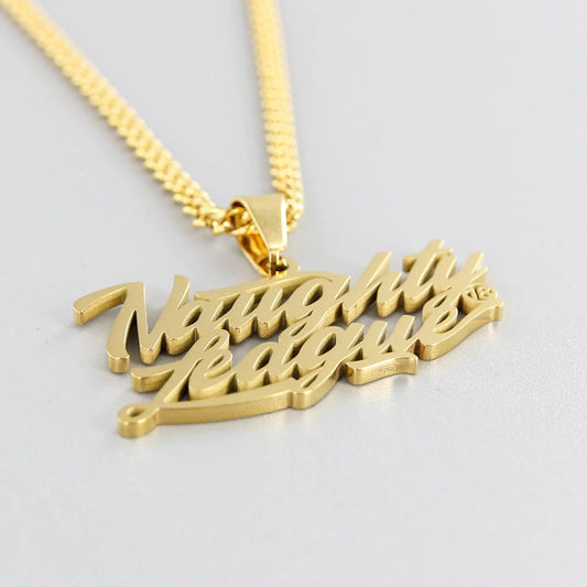Branded Logo Necklace Steel Gold