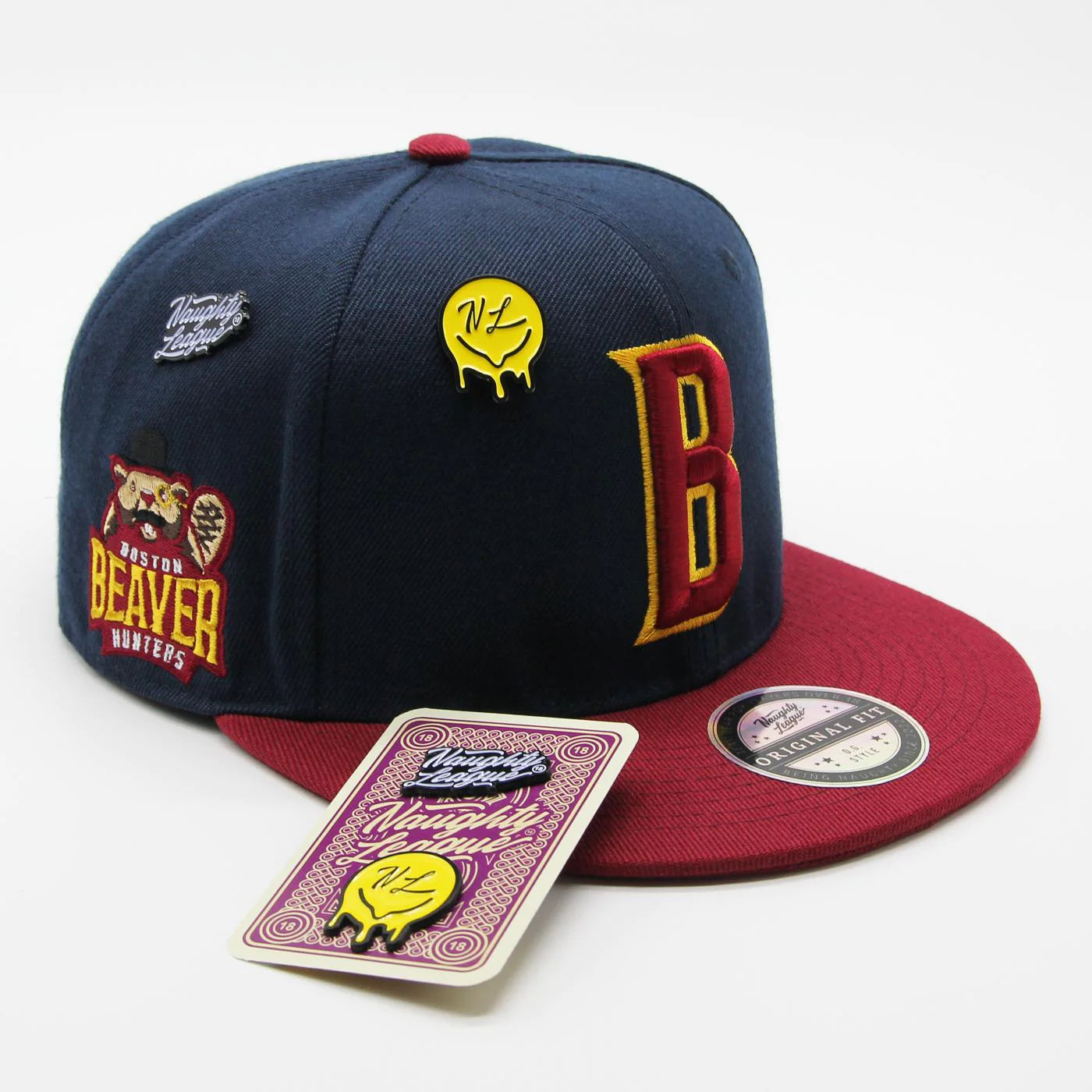 Boston Beaver Hunters Letter Logo Fitted Navy/Maroon