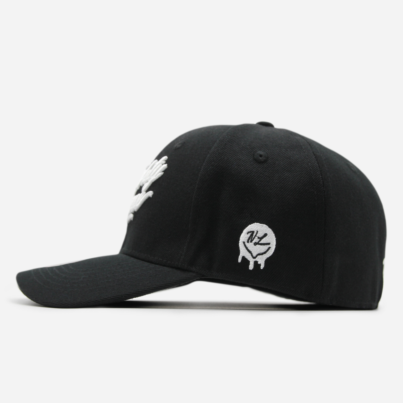 Branded Logo Curved Stretch Fitted Black/White