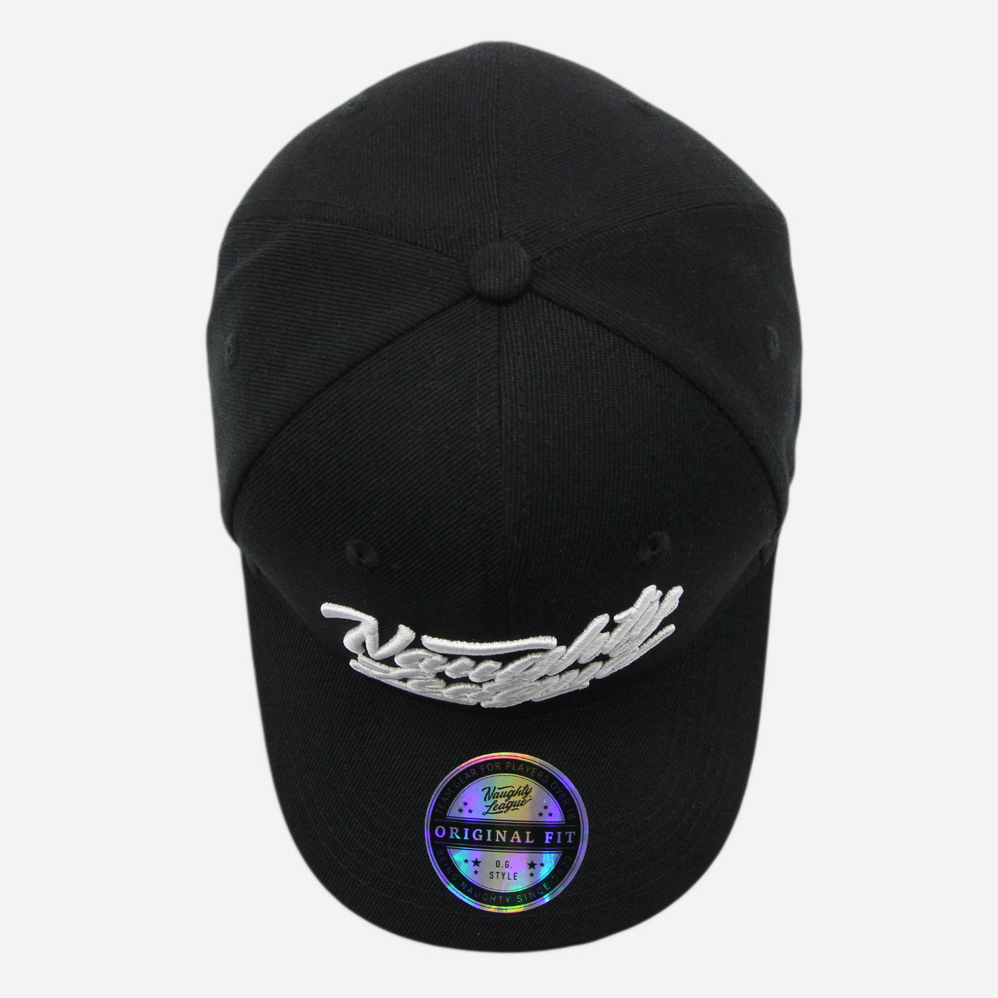 Branded Logo Curved Stretch Fitted Black/White