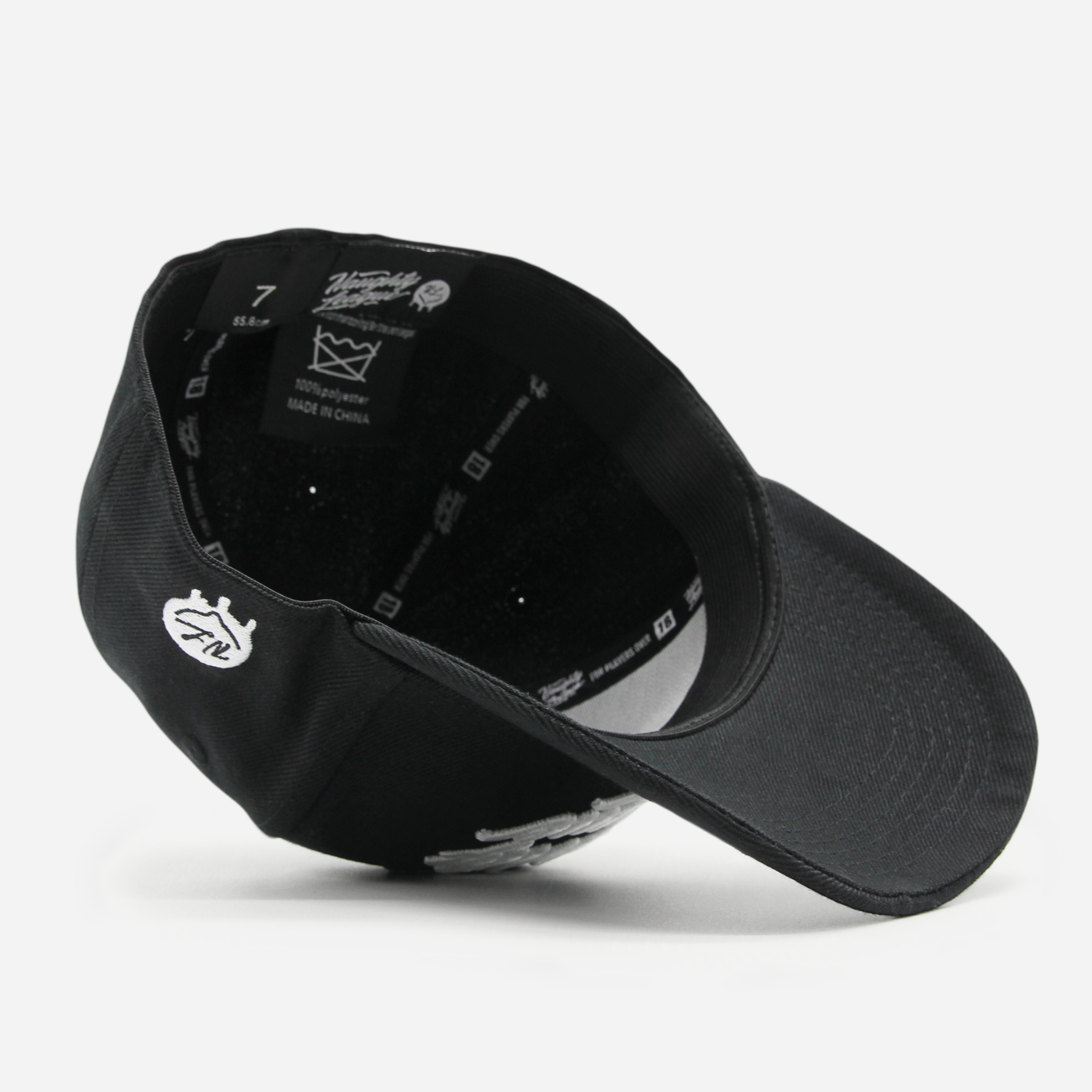 Branded Logo Curved Stretch Fitted Black/White