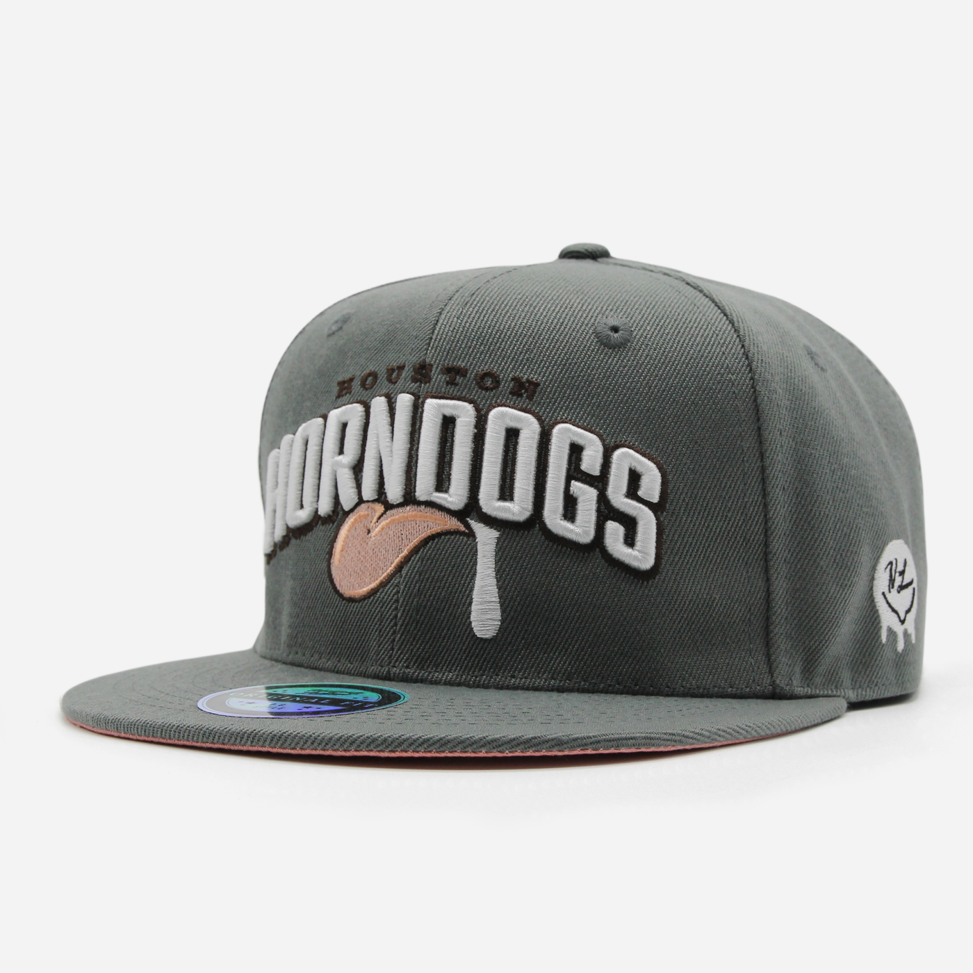 Houston Horndogs Text Logo Snapback Grey