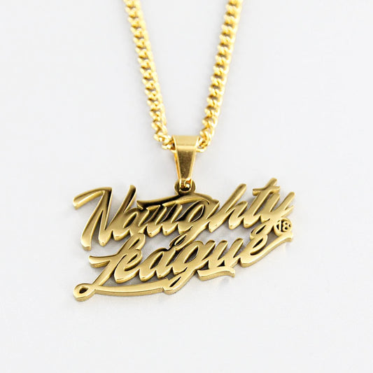Branded Logo Necklace Steel Gold
