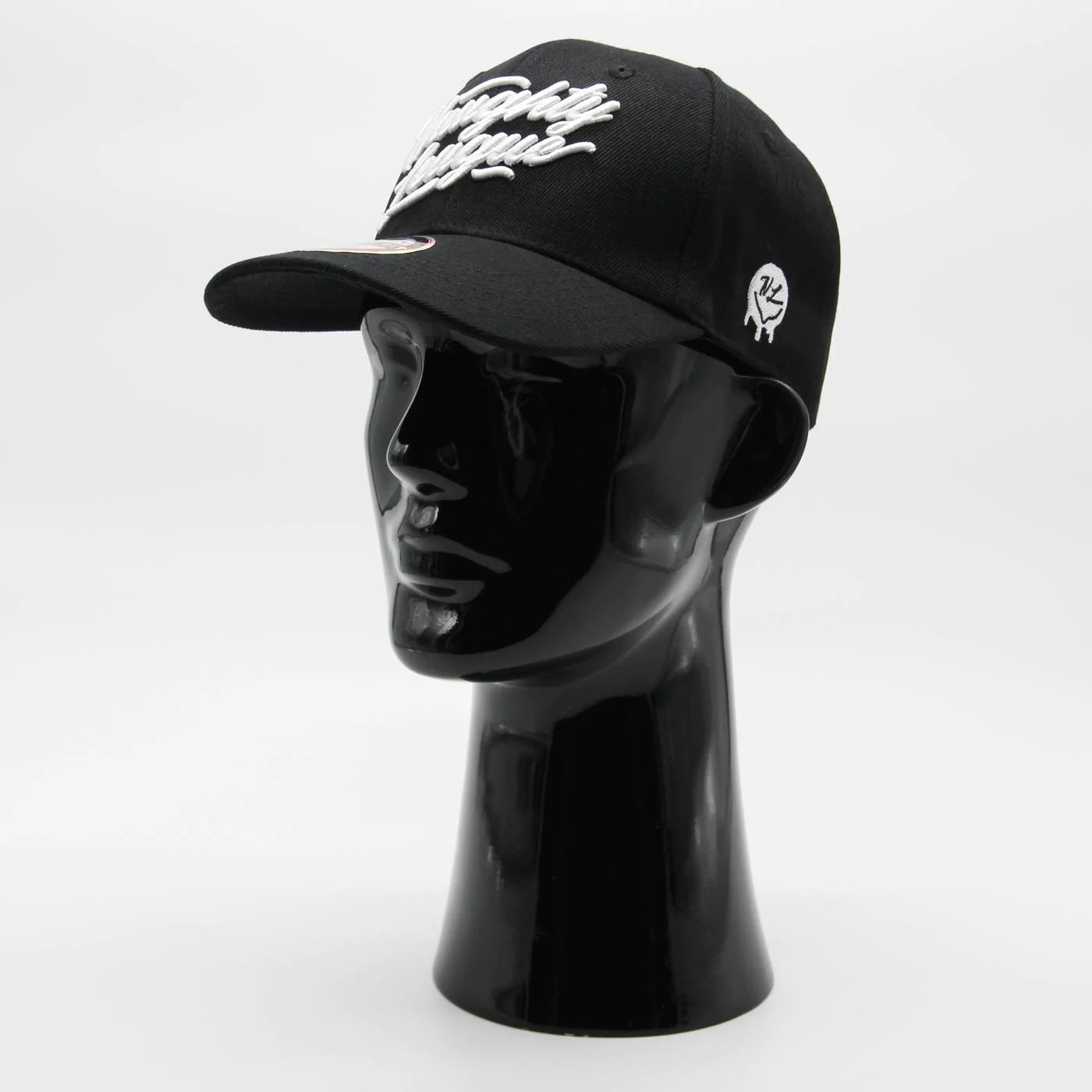 Branded Logo Curved Stretch Fitted Black/White