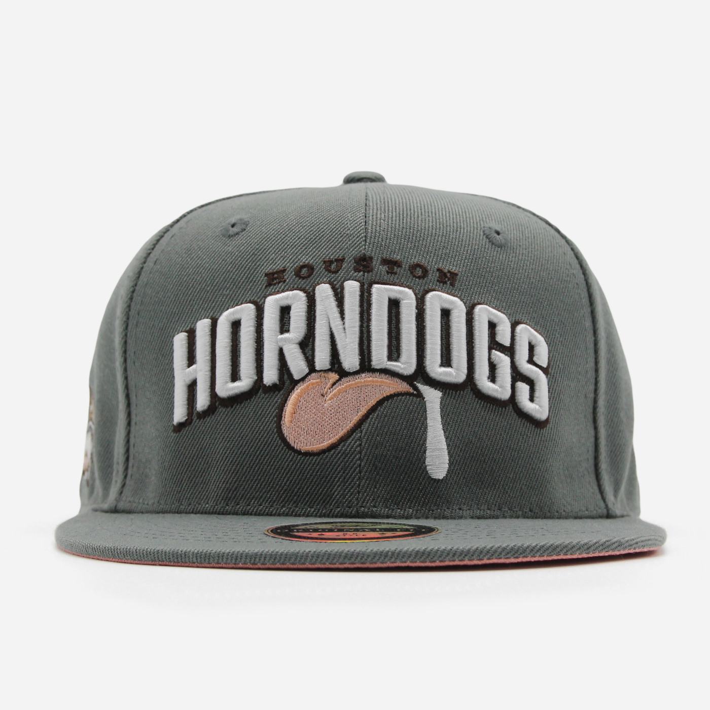 Houston Horndogs Text Logo Fitted Grey