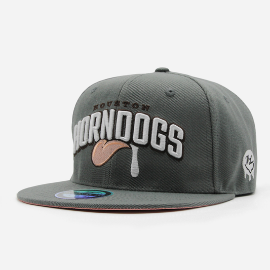 Houston Horndogs Text Logo Fitted Grey