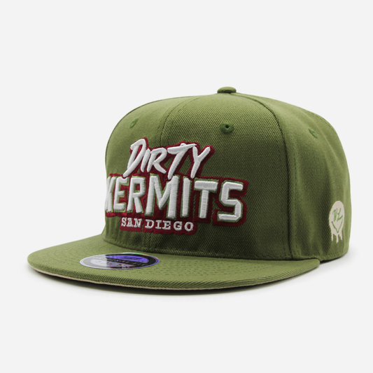 San Diego Dirty Kermits Text Logo Snapback Olive